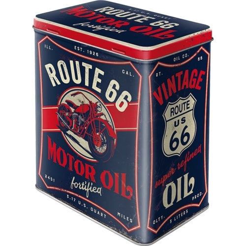 5130150-nostalgic-art-20cm-3l-tin-box-metal-storage-route-66-motor-oil-large