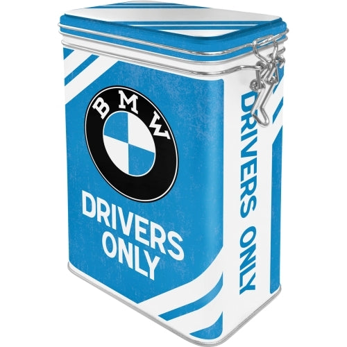 5131111-nostalgic-art-17-5cm-1-3l-clip-top-tin-storage-bmw-drivers-only