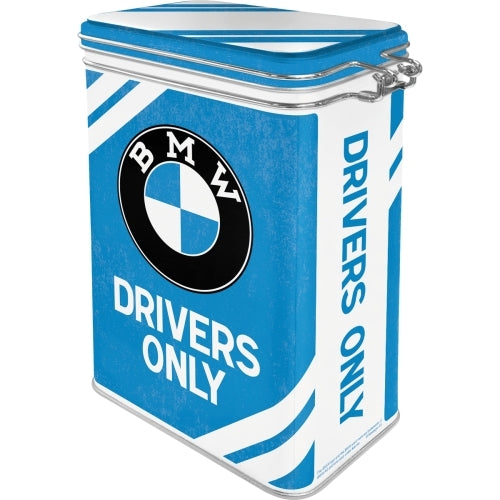 5131111-nostalgic-art-17-5cm-1-3l-clip-top-tin-storage-bmw-drivers-only