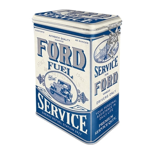 5131128-nostalgic-art-17-5cm-1-3l-clip-top-tin-storage-ford-fuel-service