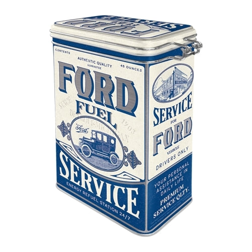 5131128-nostalgic-art-17-5cm-1-3l-clip-top-tin-storage-ford-fuel-service