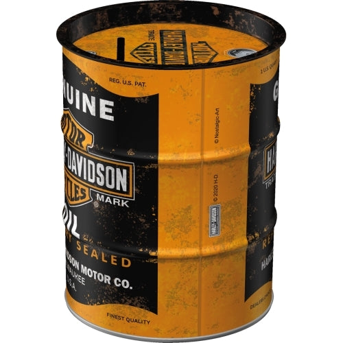 5131507-nostalgic-art-11-5cm-round-money-box-oil-barrel-harley-davidson-genuine