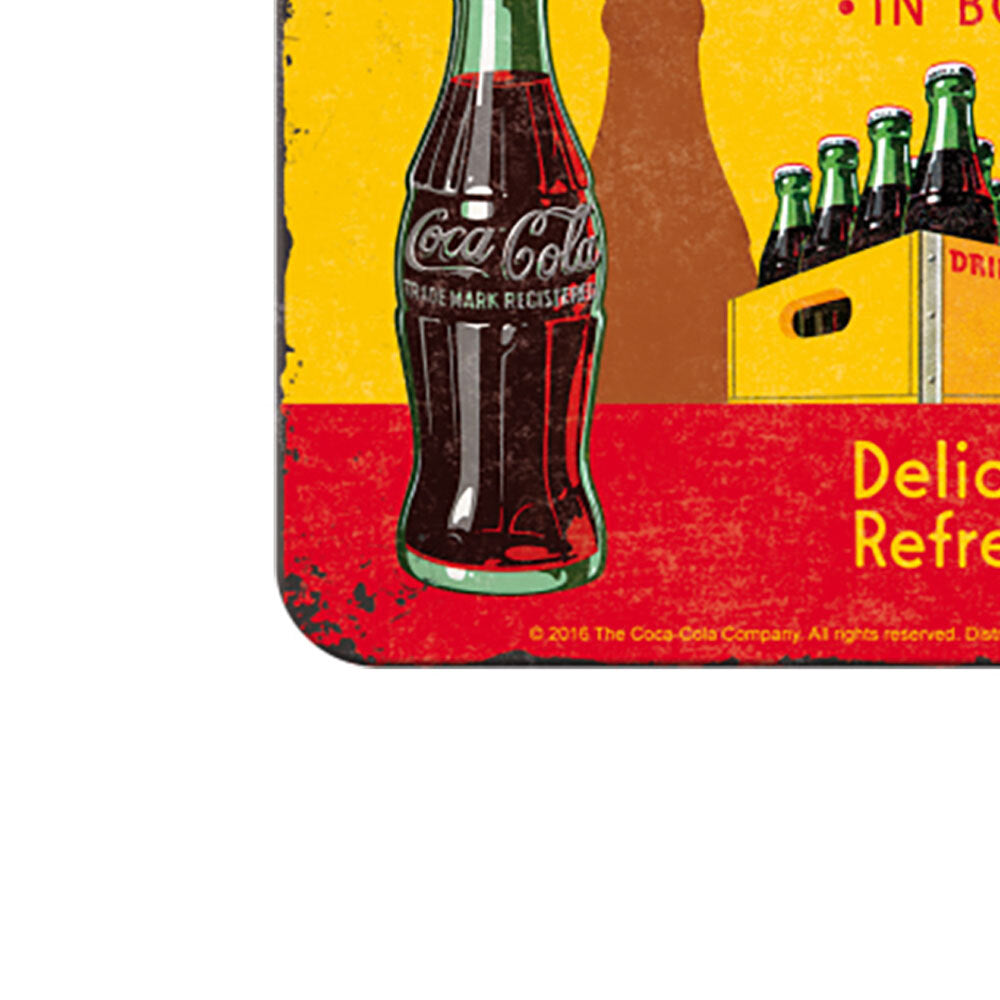 5146140-nostalgic-art-metal-square-drinks-coaster-coca-cola-in-bottles-yellow-9x9cm