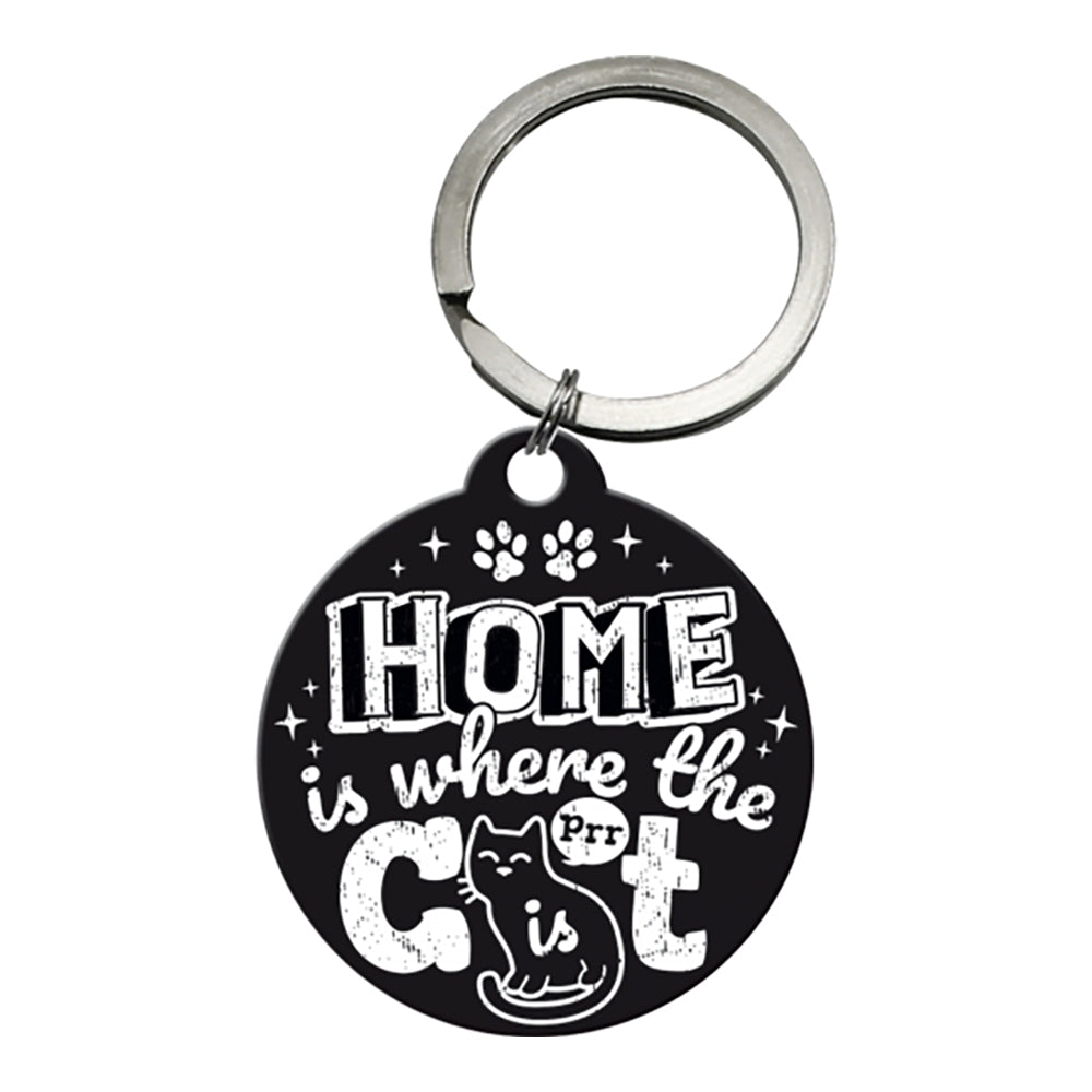 5148042-nostalgic-art-metal-7-5cm-round-keyring-home-is-where-the-cat-is-black