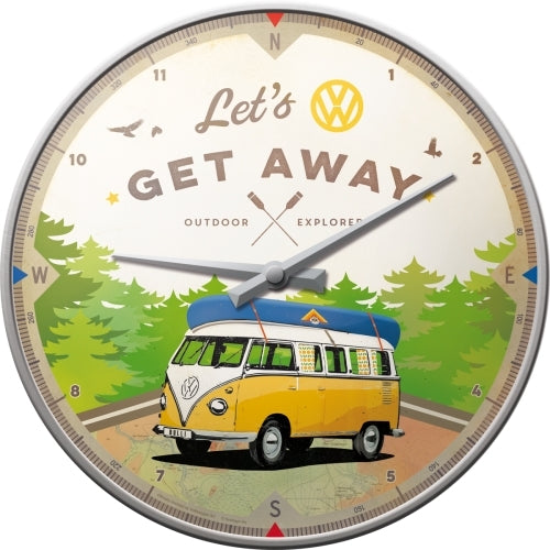 5151092-nostalgic-art-30cm-vw-bulli-lets-get-away-quartz-round-wall-clock
