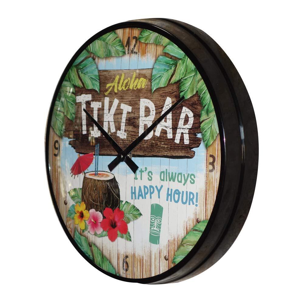 5151093-nostalgic-art-30cm-tiki-bar-quartz-round-wall-clock