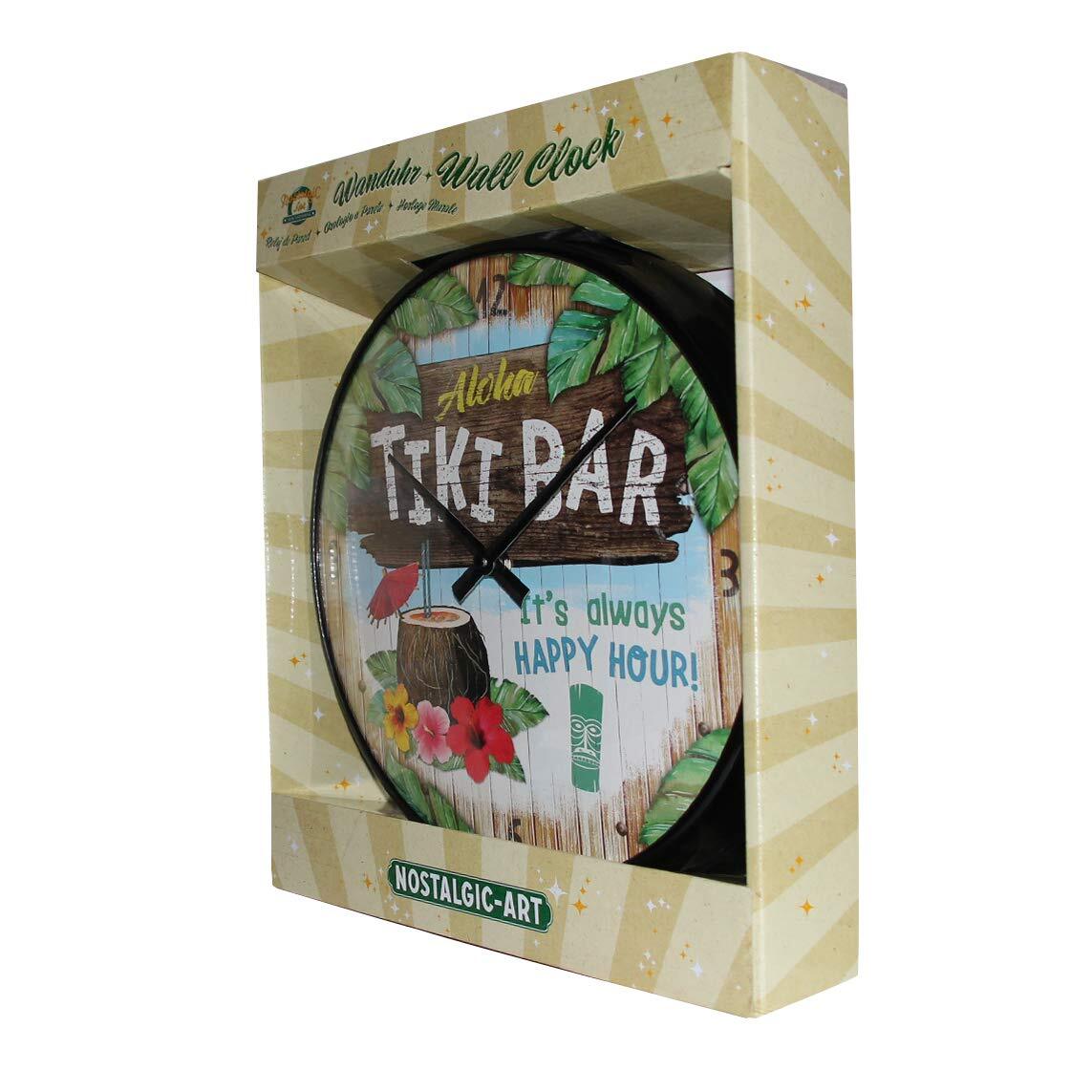 5151093-nostalgic-art-30cm-tiki-bar-quartz-round-wall-clock