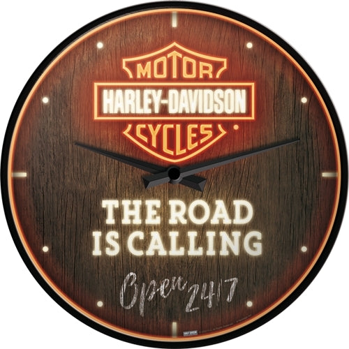 5151202-nostalgic-art-30cm-harley-davidson-the-road-is-calling-round-wall-clock