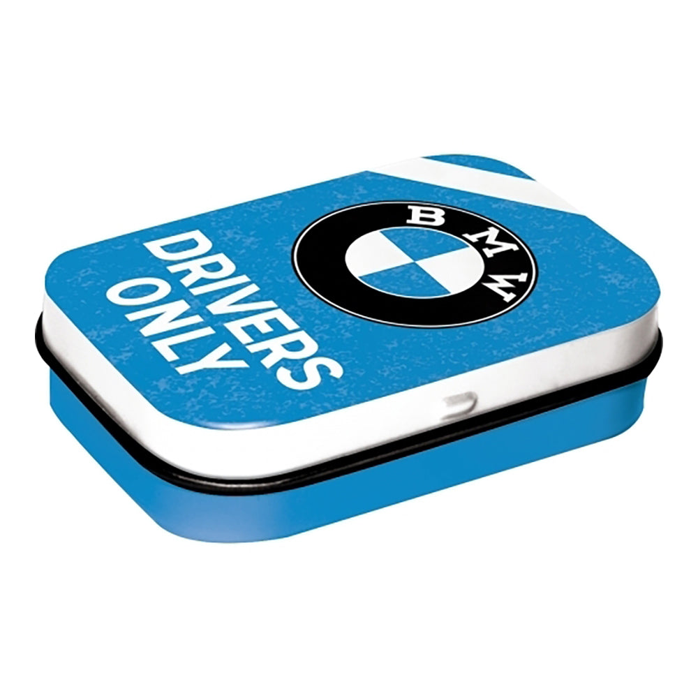 5181368-nostalgic-art-6cm-mint-tin-box-bmw-drivers-only-blue-fresh-breath-candy
