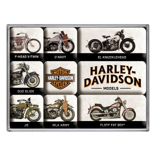 5183102-9pc-nostalgic-art-harley-davidson-model-chart-2-2-4-5cm-magnet-set