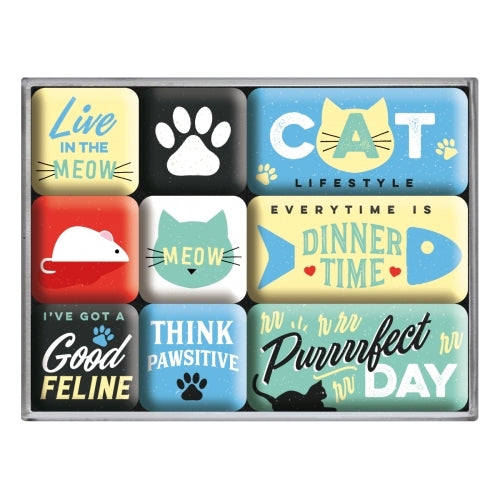 5183109-9pc-nostalgic-art-cat-lifestyle-2-2cm-4-5cm-magnet-set