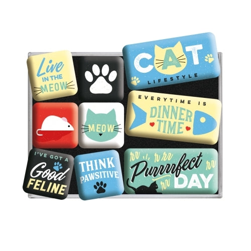 5183109-9pc-nostalgic-art-cat-lifestyle-2-2cm-4-5cm-magnet-set