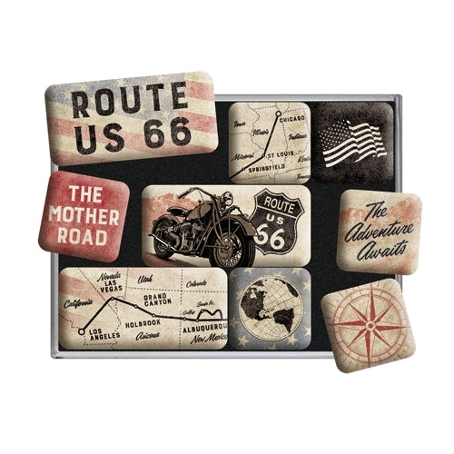 5183117-9pc-nostalgic-art-route-66-bike-map-2-2cm-4-5cm-magnet-set