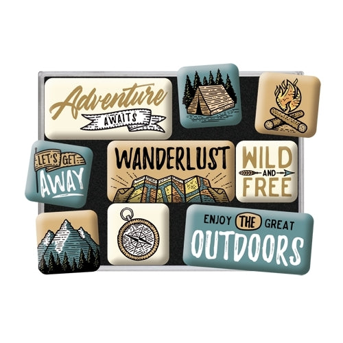 5183119-9pc-nostalgic-art-outdoor-adventure-awaits-2-2cm-4-5cm-magnet-set