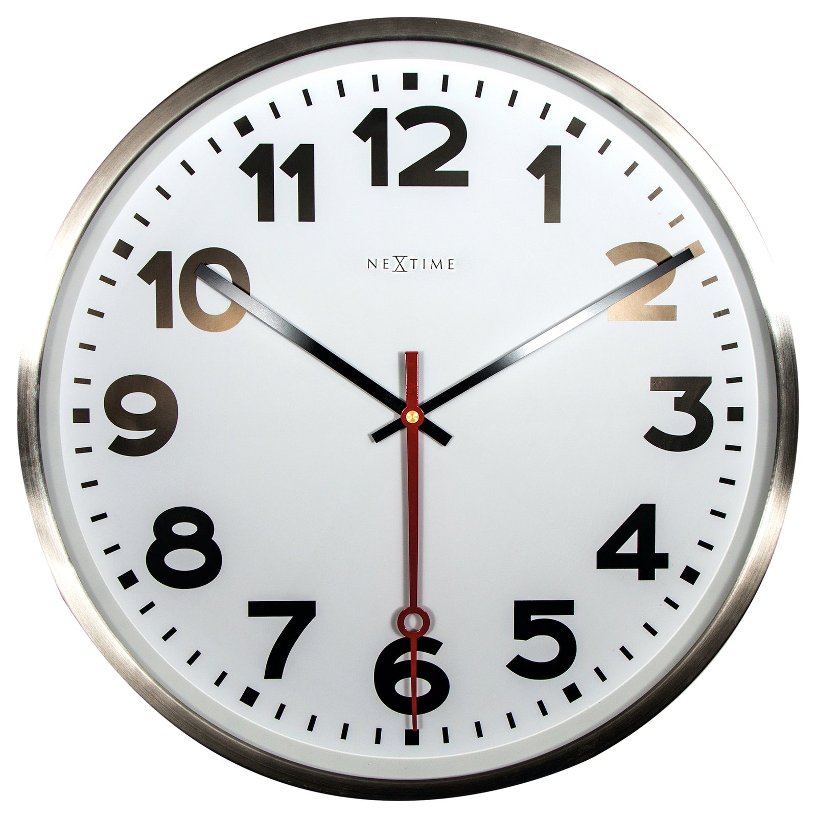 573127ar-nextime-super-station-55cm-wall-clock-round-stainless-steel-white