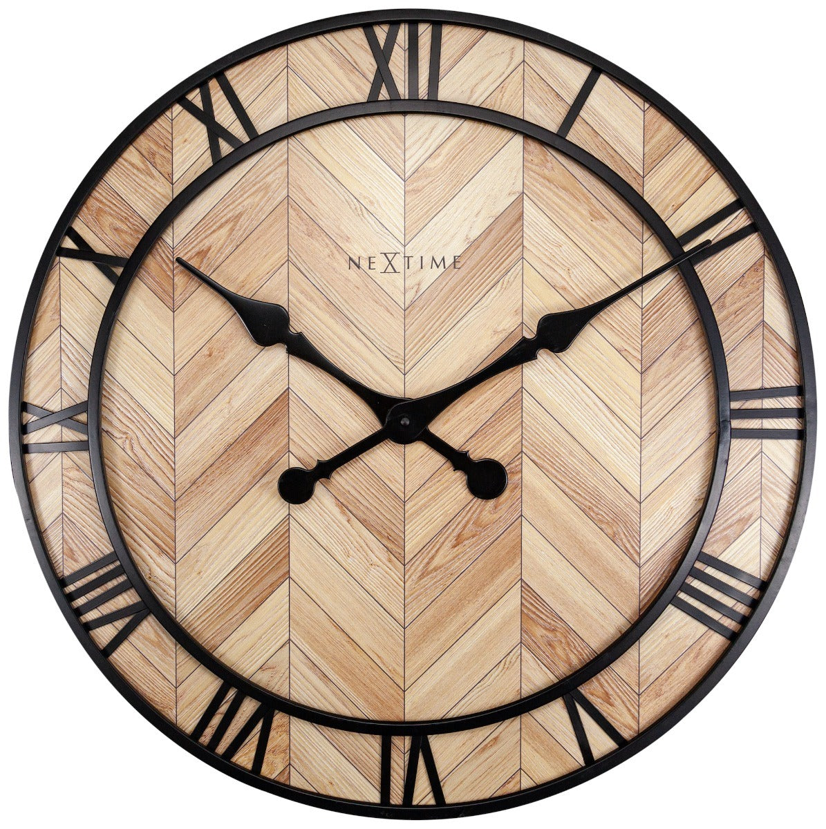 573245lb-nextime-roman-vintage-58cm-wall-clock-light-brown