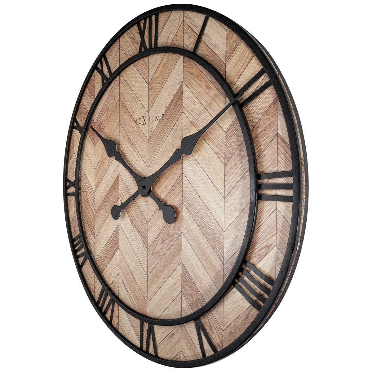 573245lb-nextime-roman-vintage-58cm-wall-clock-light-brown