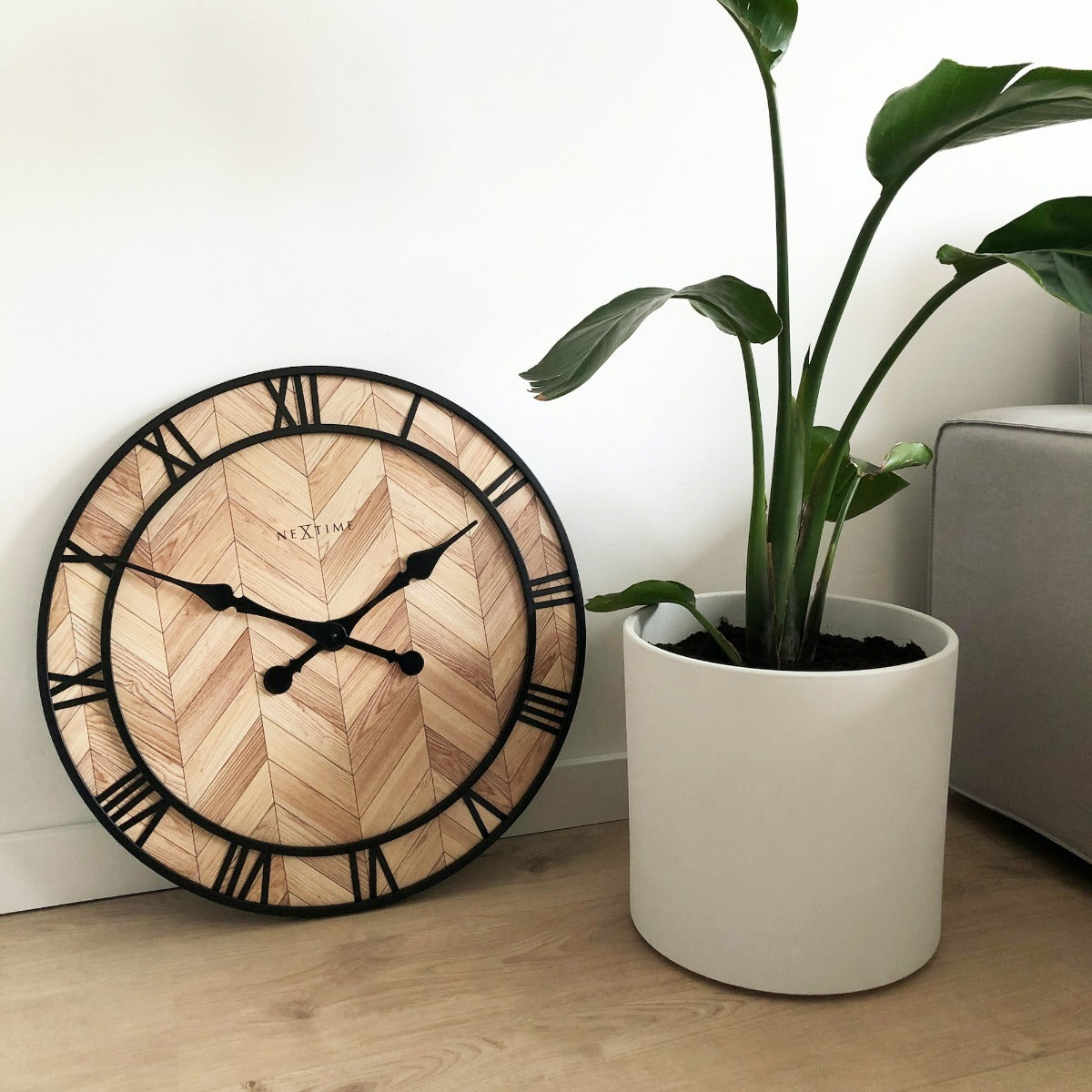 573245lb-nextime-roman-vintage-58cm-wall-clock-light-brown