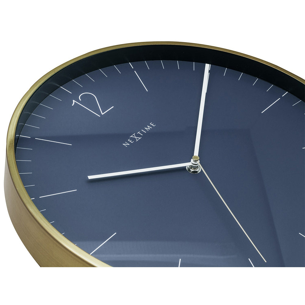 573252bl-nextime-essential-34cm-gold-wall-clock-analogue-round-vintage-blue