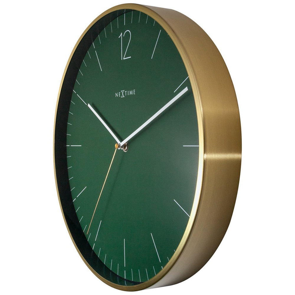 573252gn-nextime-essential-34cm-gold-wall-clock-analogue-round-green