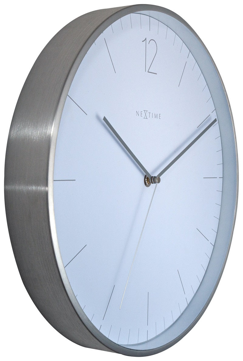 573254wi-nextime-essential-silver-34cm-hanging-wall-clock-elegant-white