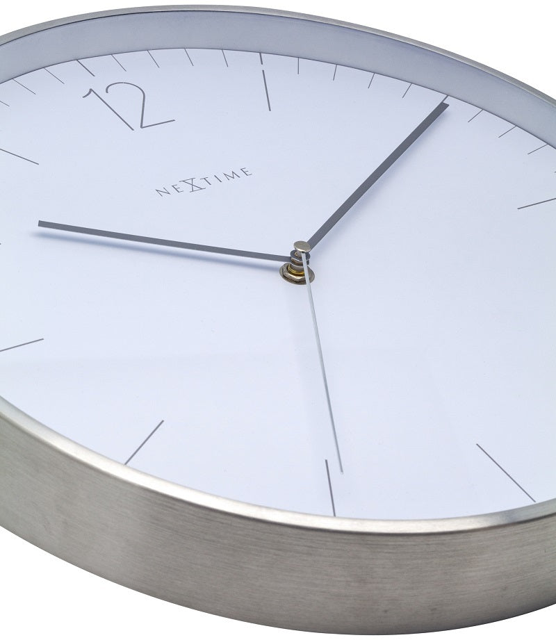 573254wi-nextime-essential-silver-34cm-hanging-wall-clock-elegant-white