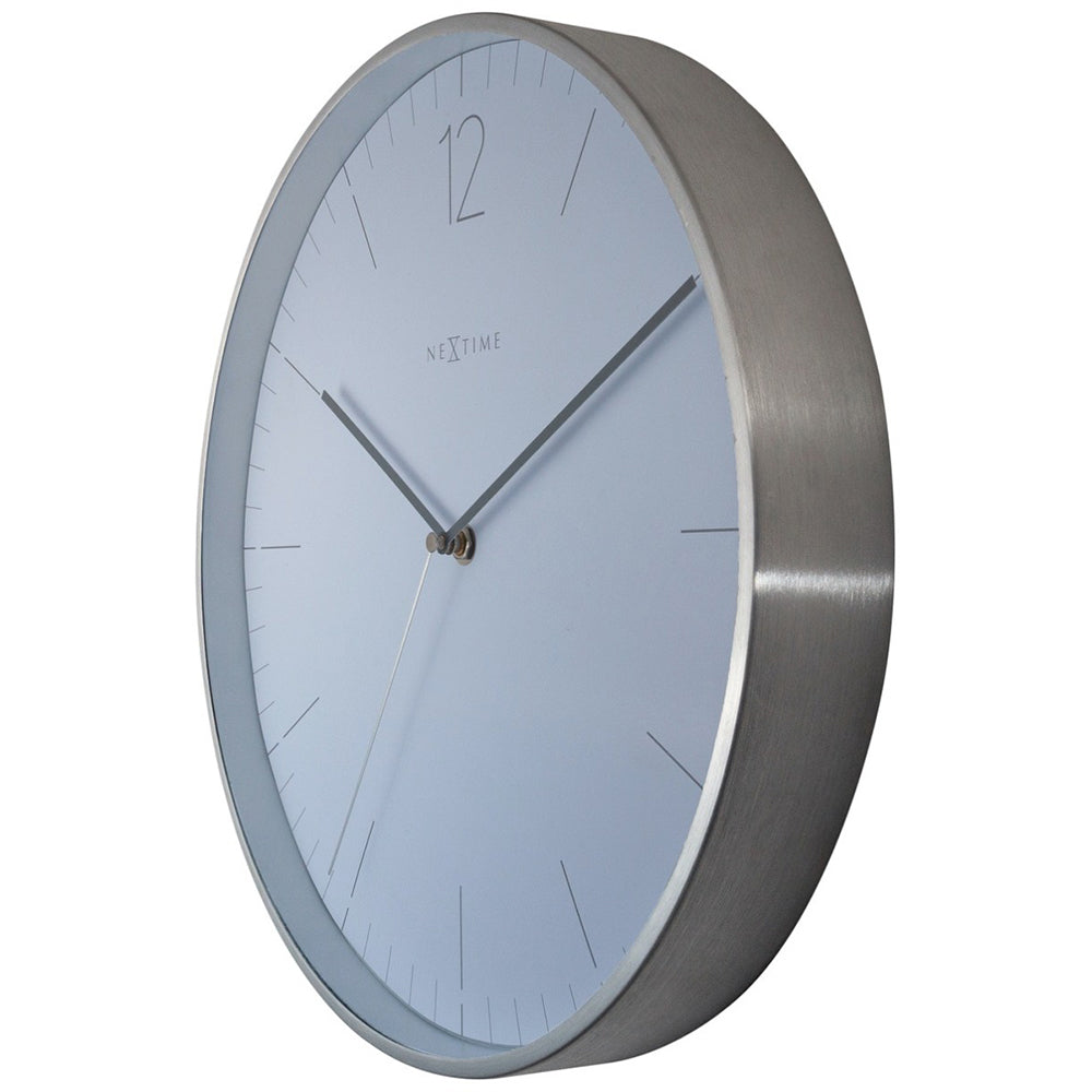 573254wi-nextime-essential-silver-34cm-hanging-wall-clock-elegant-white