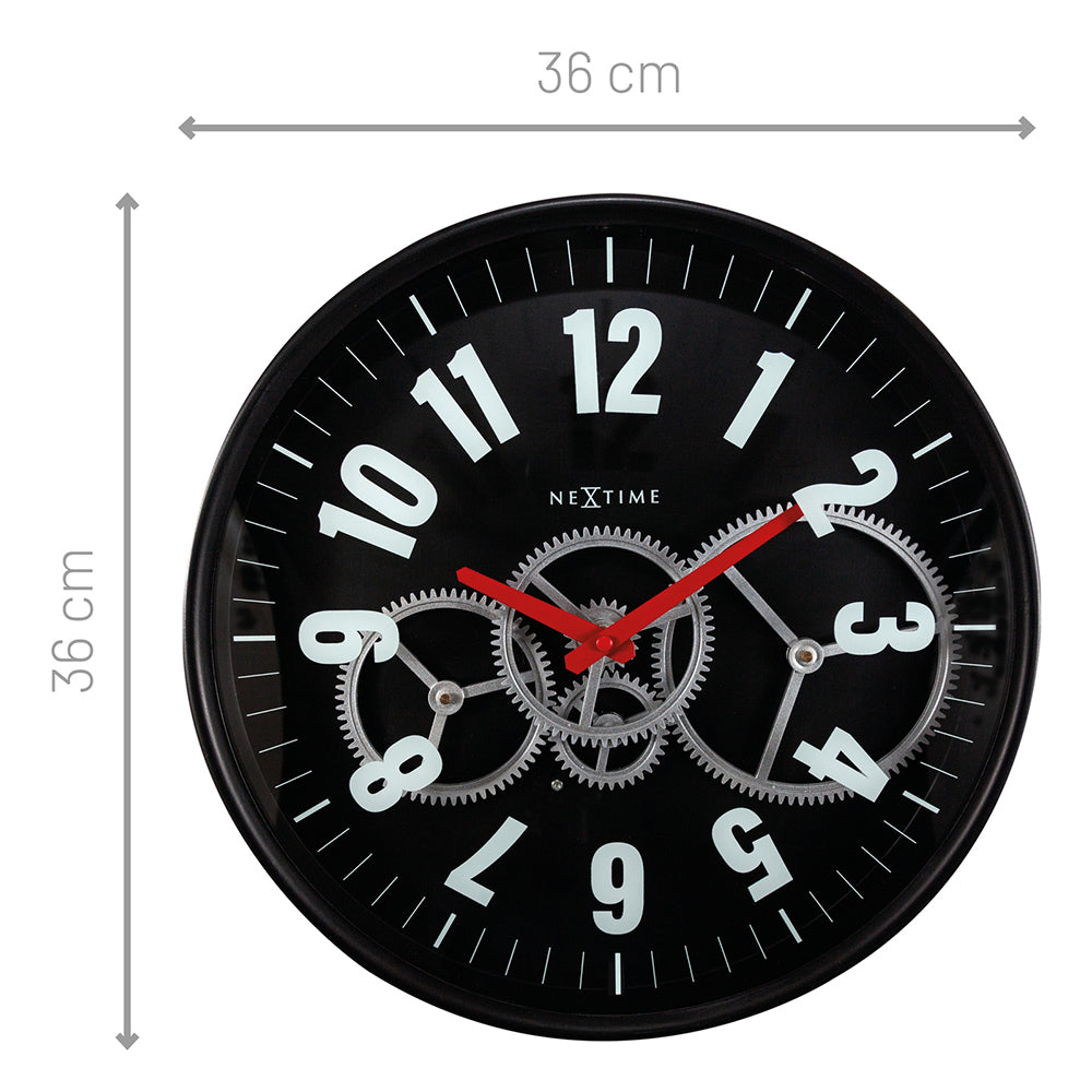 573259zw-nextime-modern-gear-36cm-analogue-wall-clock-black