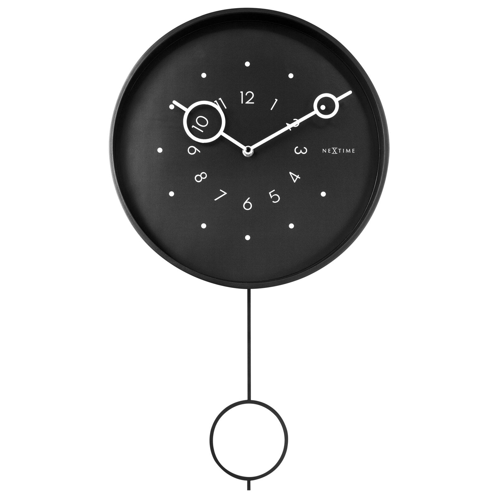 573295zw-nextime-60cm-loop-pendulum-metal-round-analogue-wall-clock