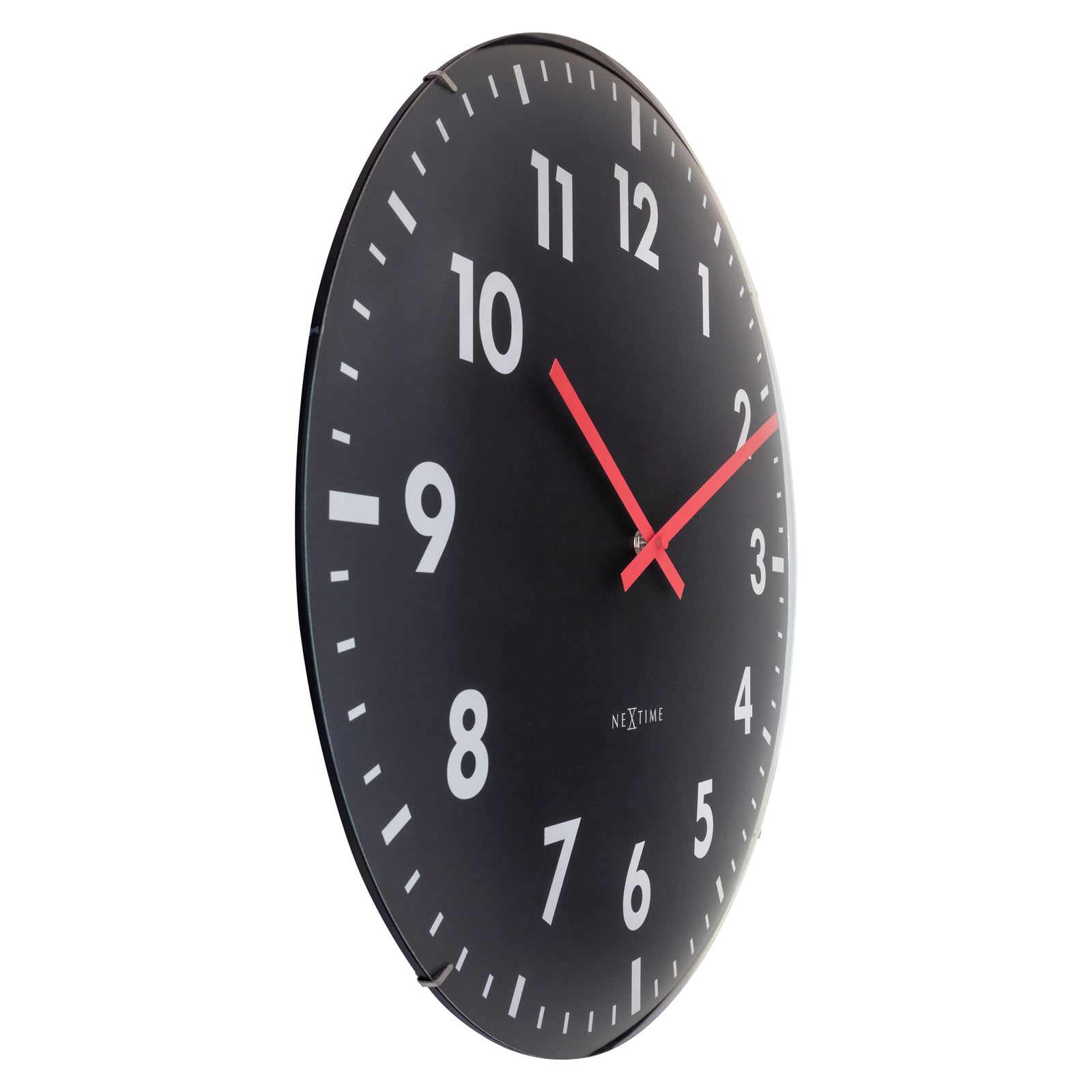 573298zw-nextime-duomo-glass-analogue-50cm-wall-clock-black