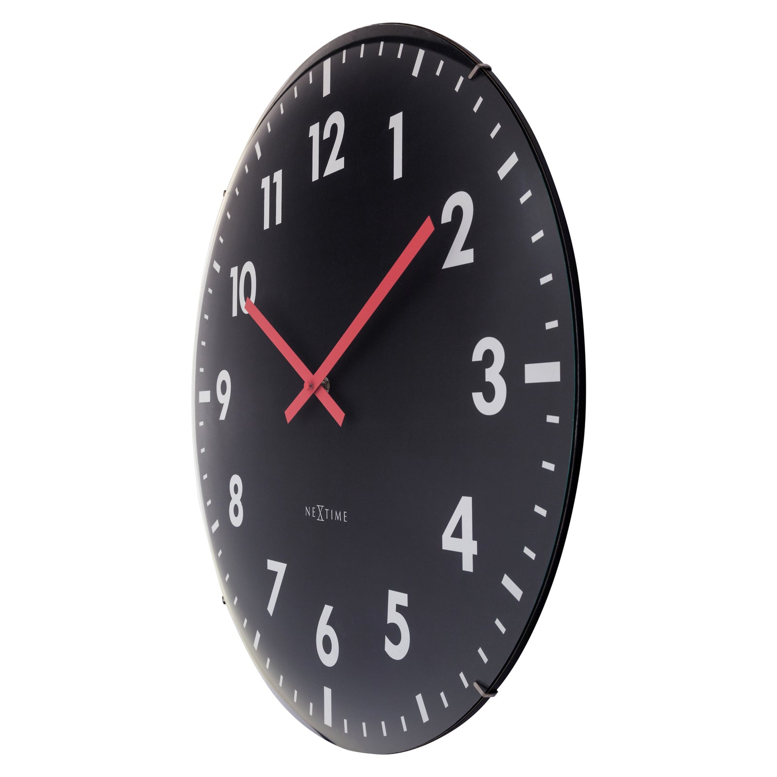 573298zw-nextime-duomo-glass-analogue-50cm-wall-clock-black