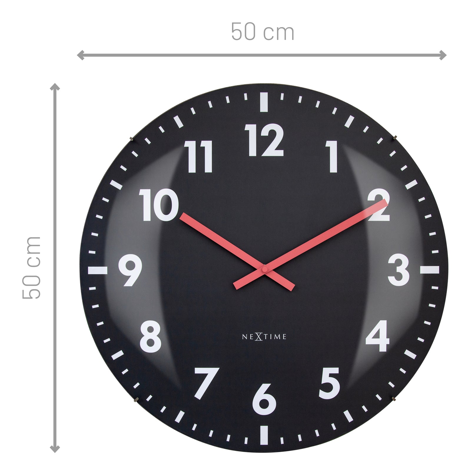 573298zw-nextime-duomo-glass-analogue-50cm-wall-clock-black