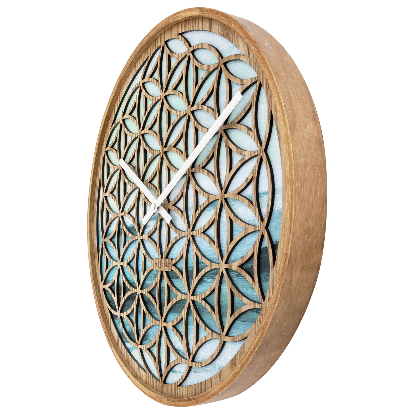 573306-nextime-concord-wood-analogue-40cm-wall-clock-green