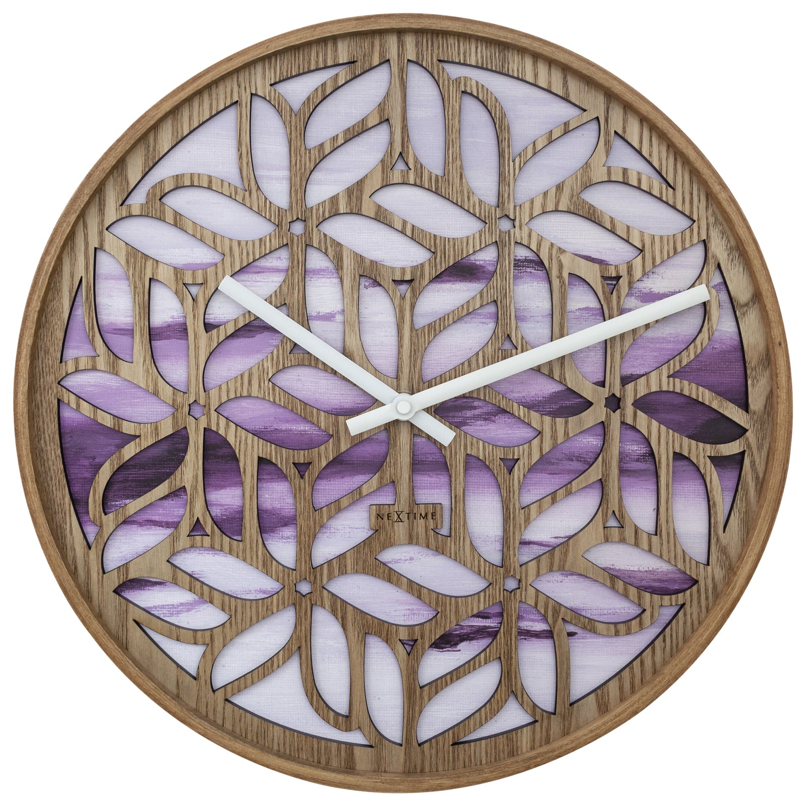 573308-nextime-yogi-wood-analogue-40cm-wall-clock-purple