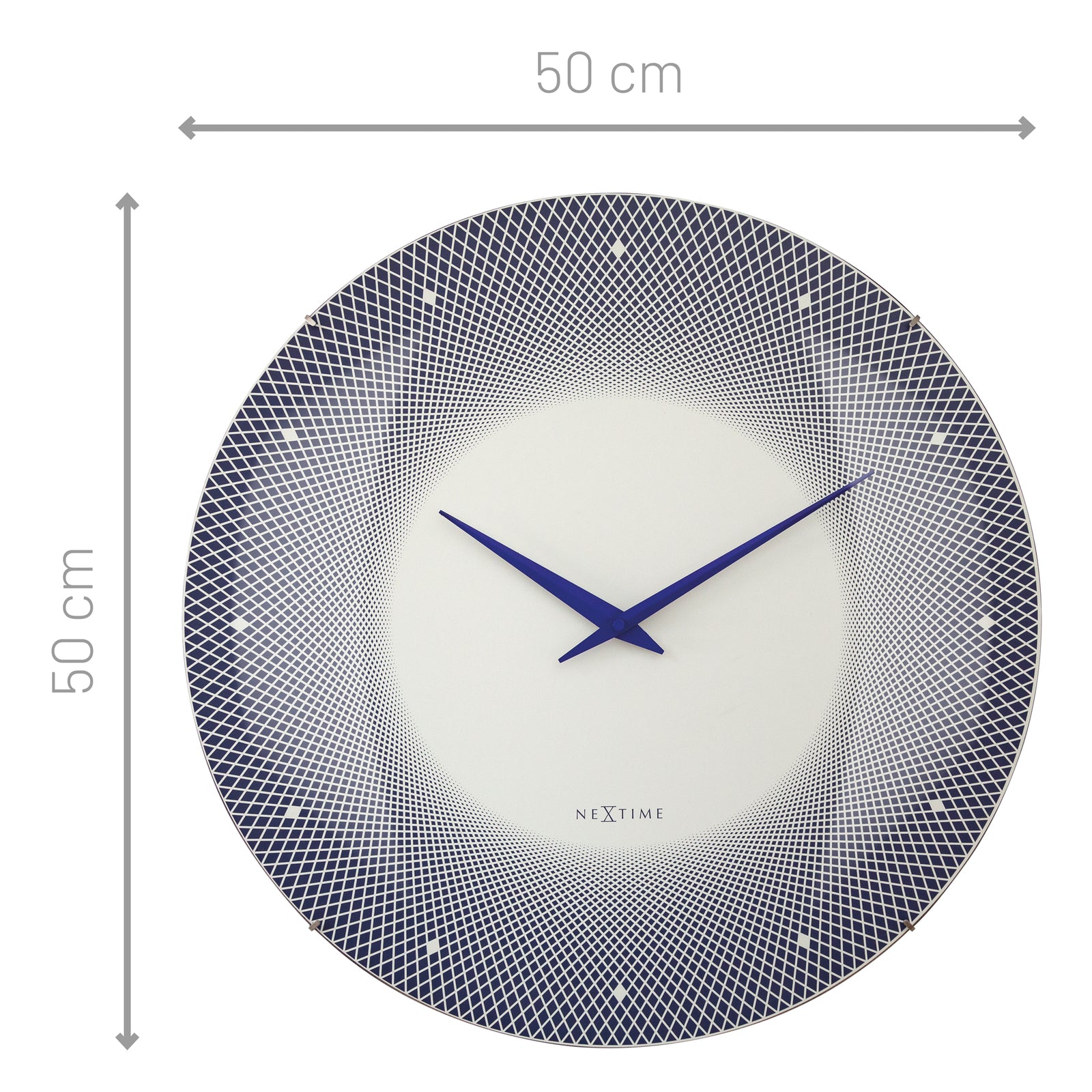 573315bl-nextime-deep-glass-analogue-50cm-wall-clock-blue
