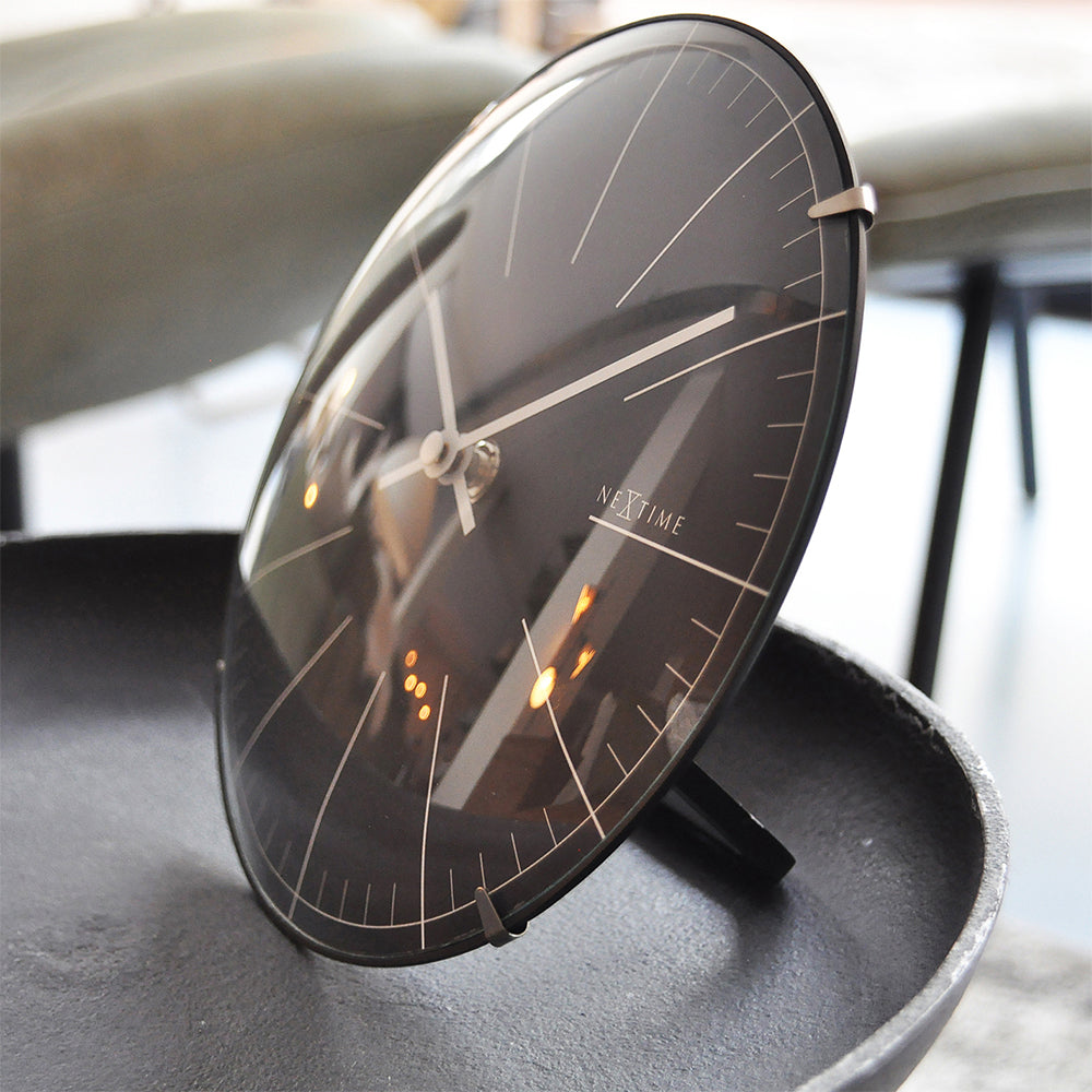 573506zw-nextime-20cm-mini-dome-analogue-table-wall-clock-round-black