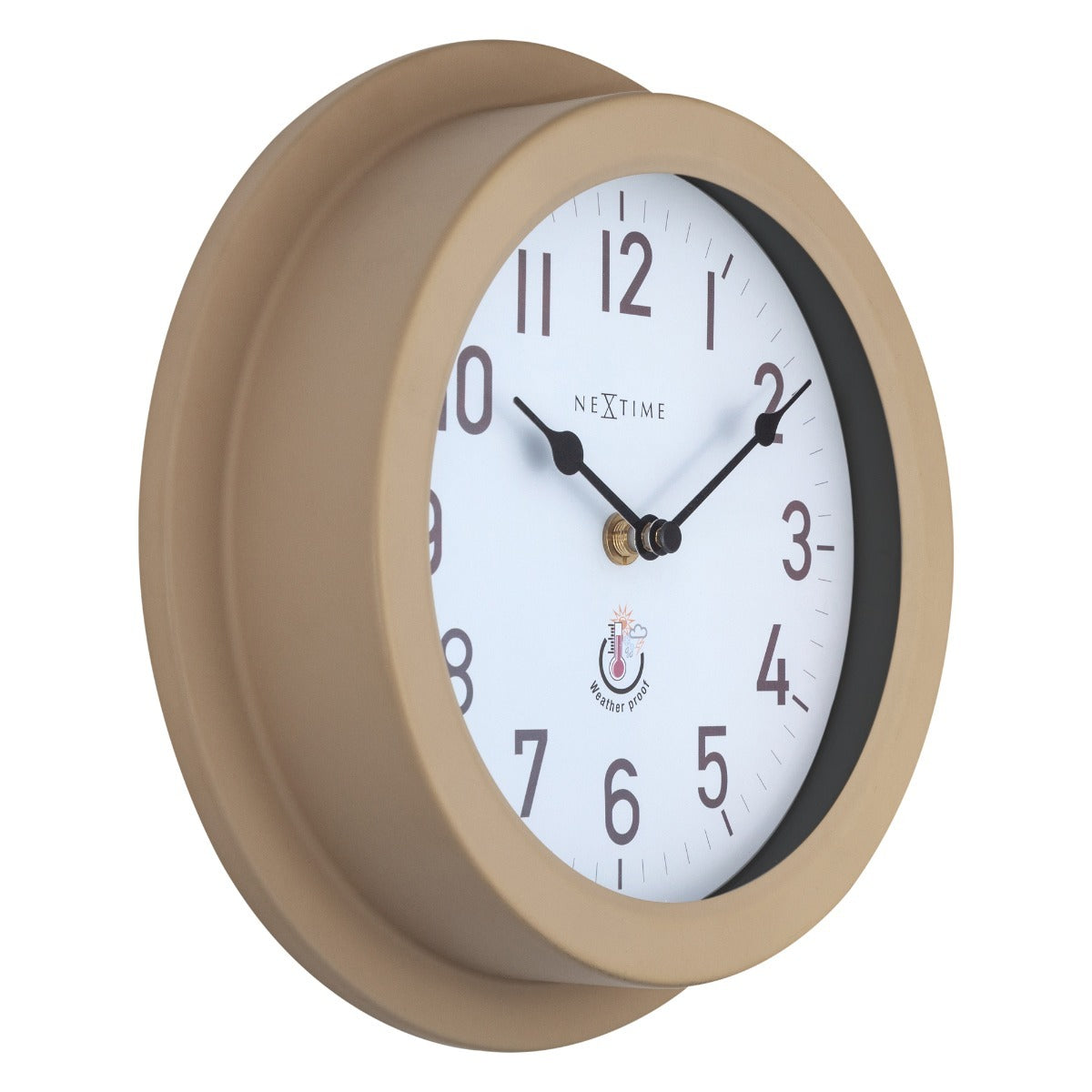574301br-nextime-22cm-poppy-weatherproof-round-metal-outdoor-wall-clock-brown