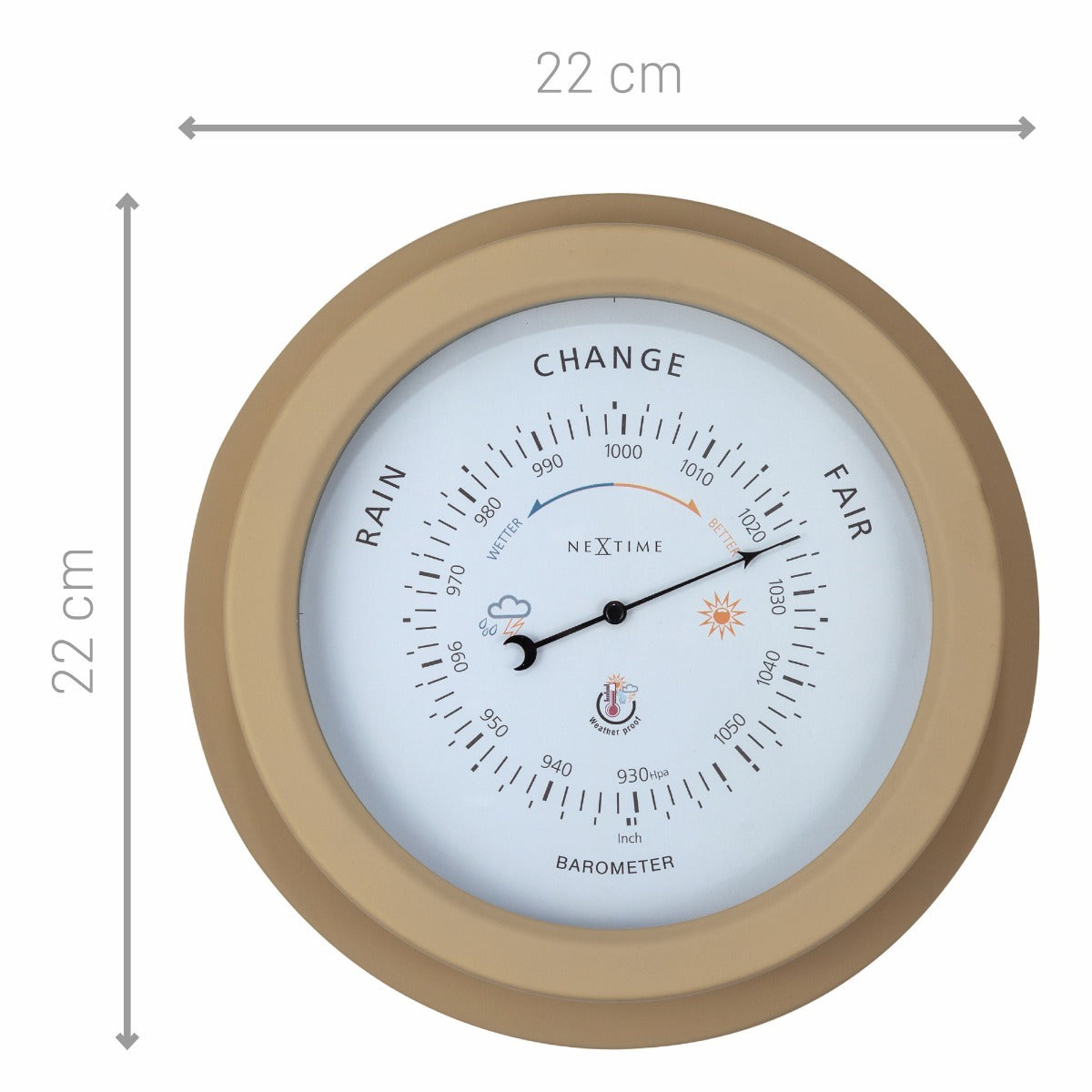 574303br-nextime-orchid-22cm-weatherproof-outdoor-barometer-metal-brown