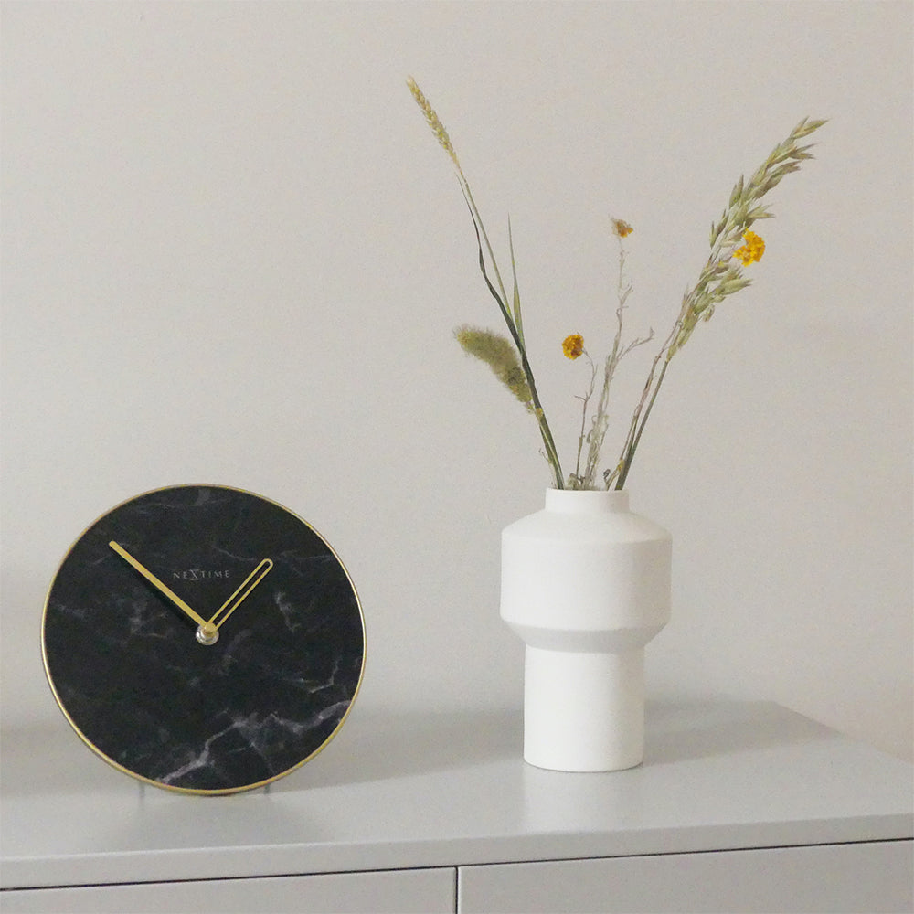 575222zw-nextime-20cm-marble-table-analogue-clock-black-gold