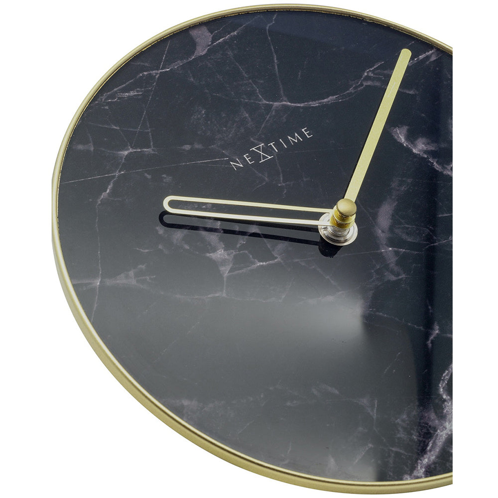 575222zw-nextime-20cm-marble-table-analogue-clock-black-gold