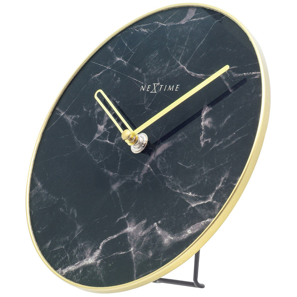 575222zw-nextime-20cm-marble-table-analogue-clock-black-gold