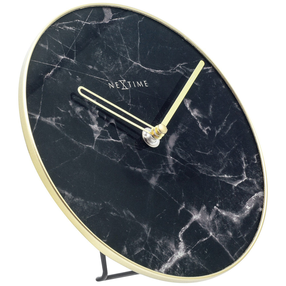 575222zw-nextime-20cm-marble-table-analogue-clock-black-gold