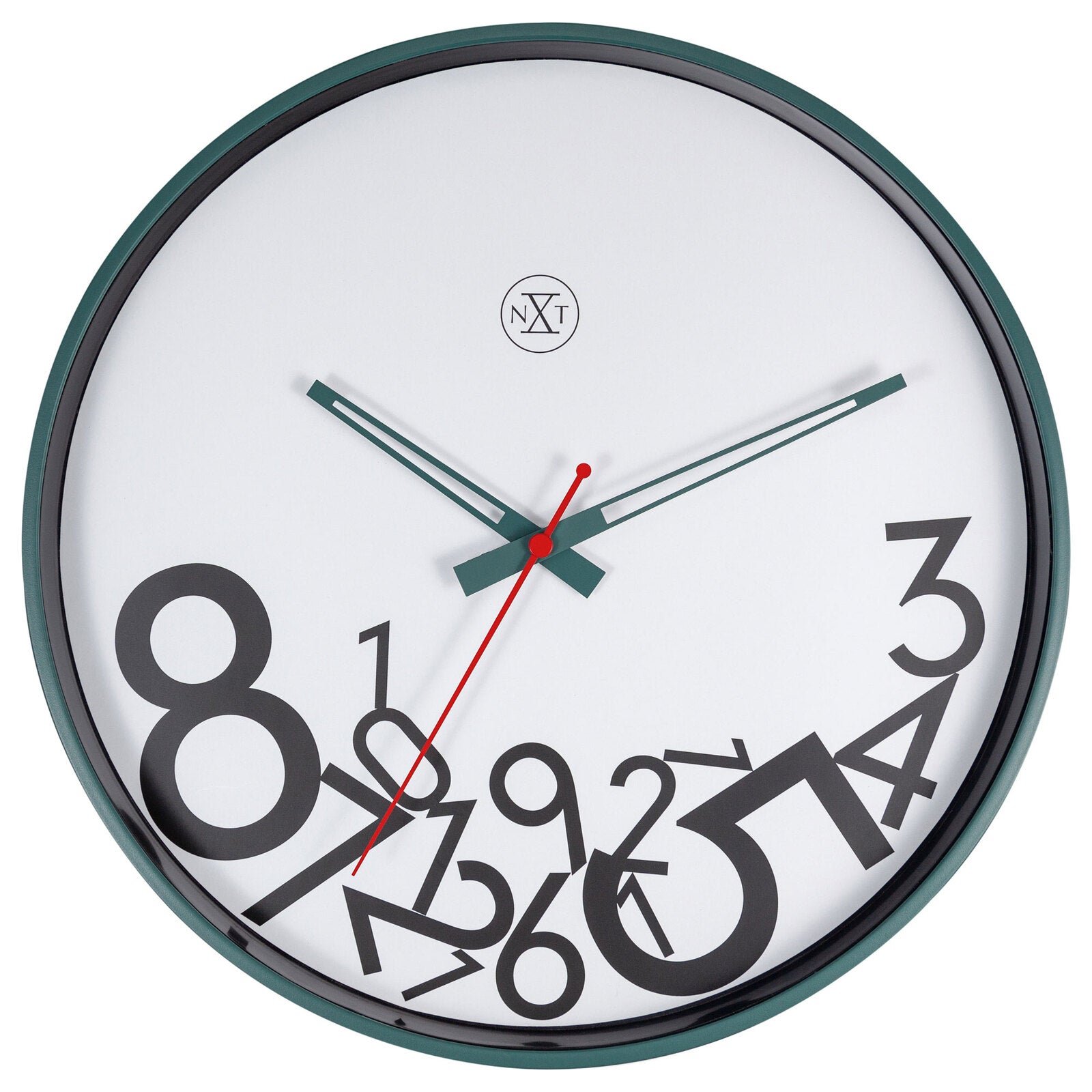 577364gn-nextime-30cm-dropped-numbers-silent-analogue-round-wall-clock