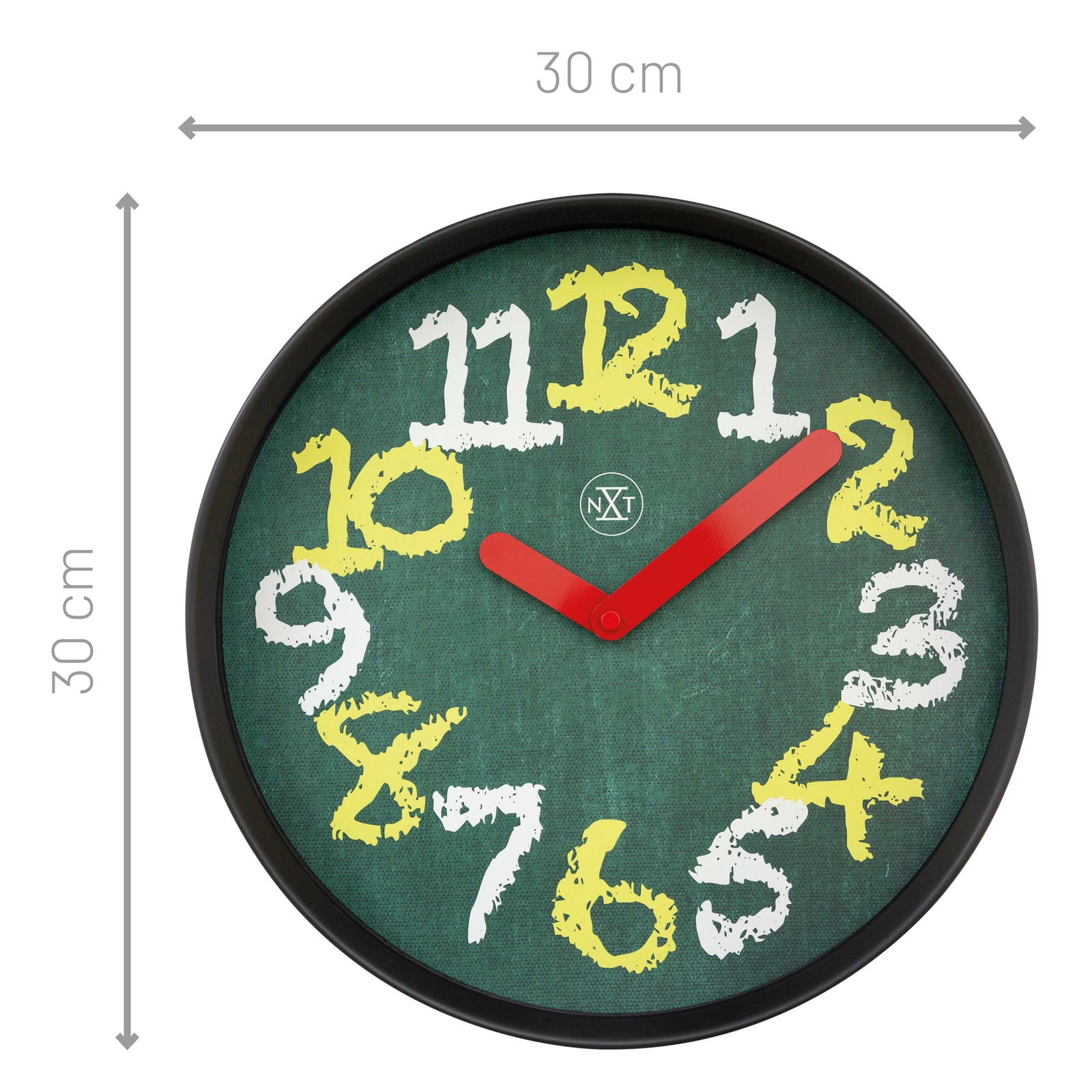577365gn-nextime-chalkboard-plastic-analogue-30cm-wall-clock-green