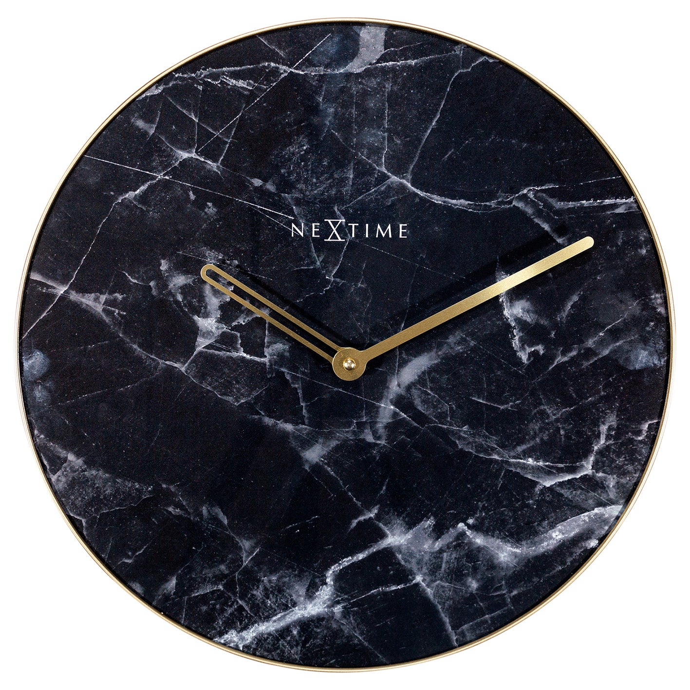 578189zw-nextime-40cm-marble-silent-analogue-round-wall-clock-black