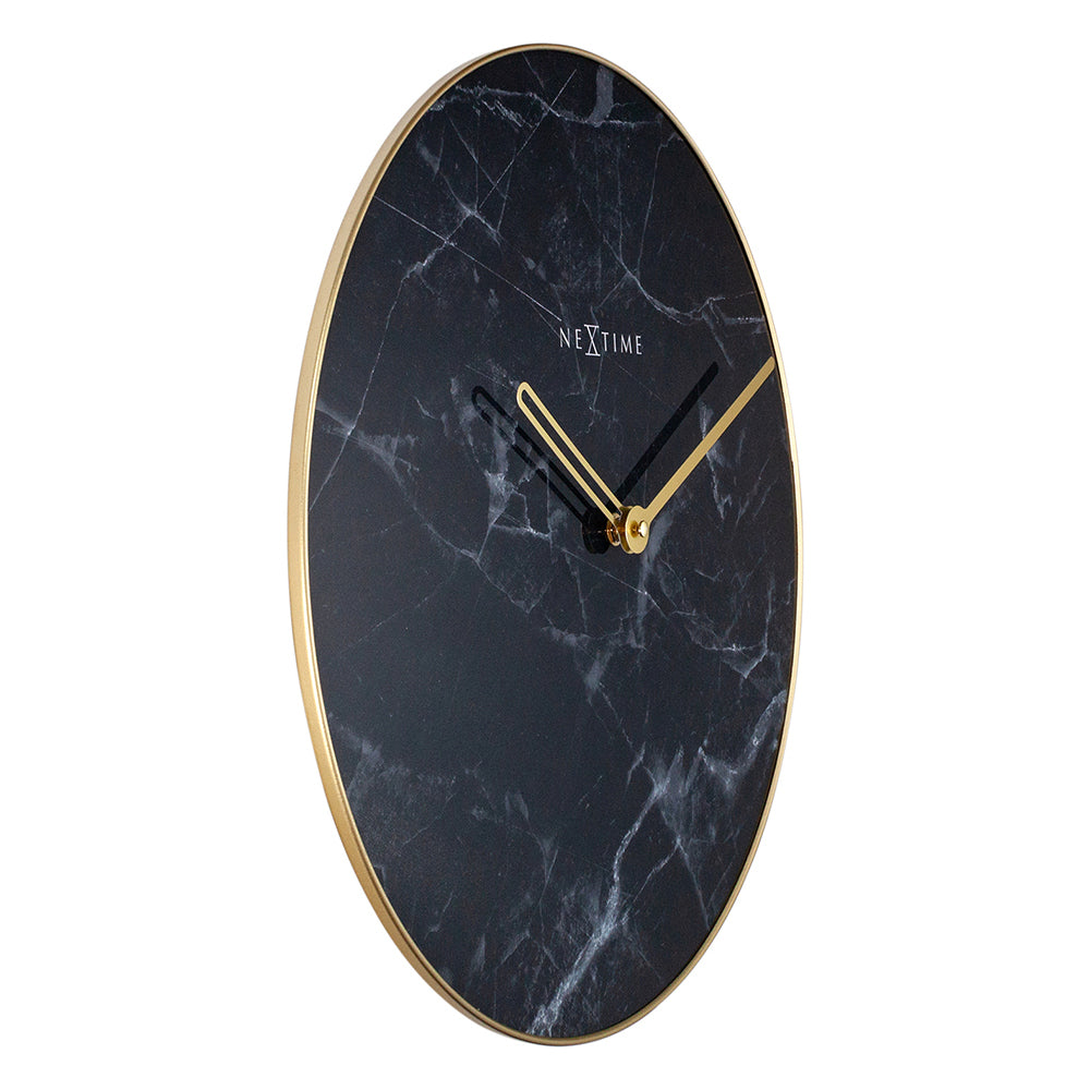 578189zw-nextime-40cm-marble-silent-analogue-round-wall-clock-black