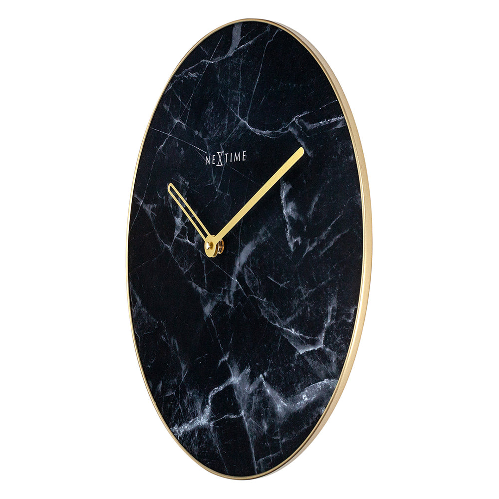578189zw-nextime-40cm-marble-silent-analogue-round-wall-clock-black