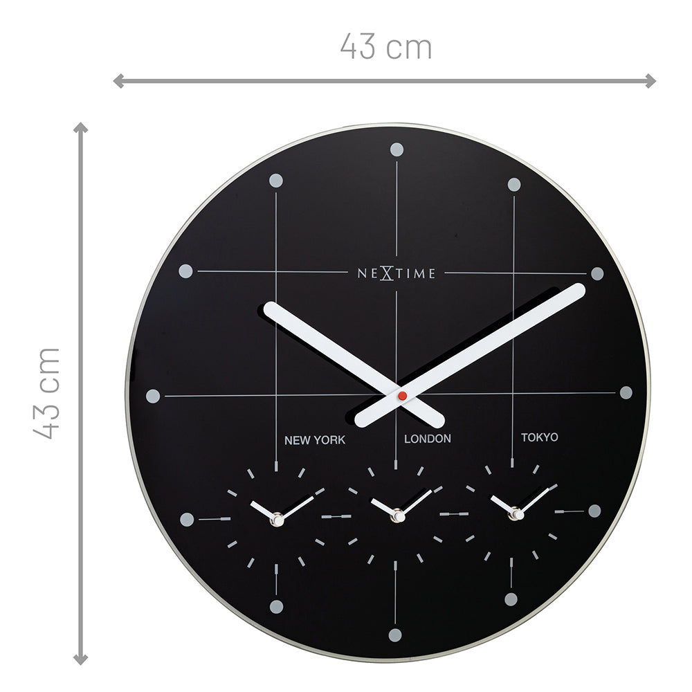 578197zw-nextime-43cm-big-city-multiple-time-zone-round-wall-clock-black