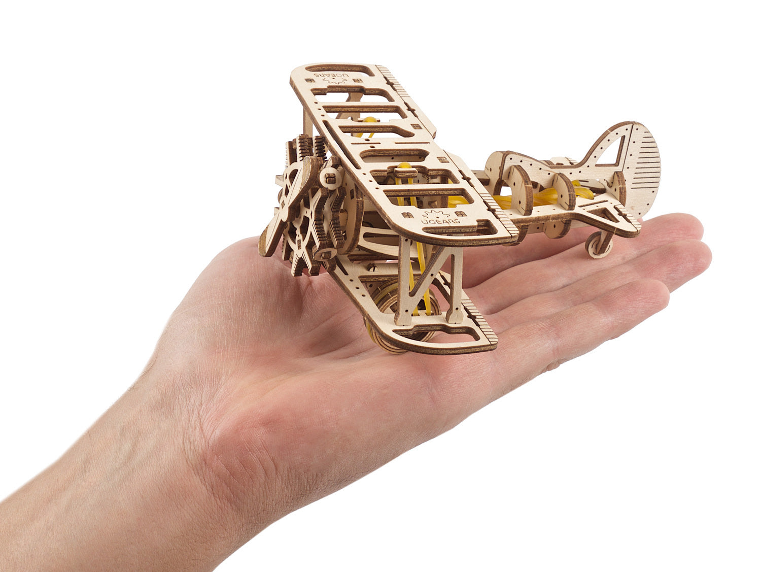 70159-ugears-mini-biplane-mechanical-diy-wooden-3d-puzzle-84pc