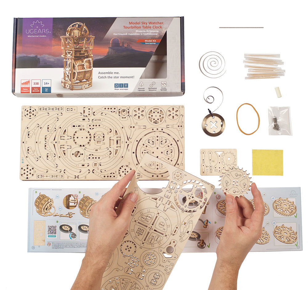 70162-ugears-sky-watcher-tourbillon-clock-wooden-3d-puzzle-338pc